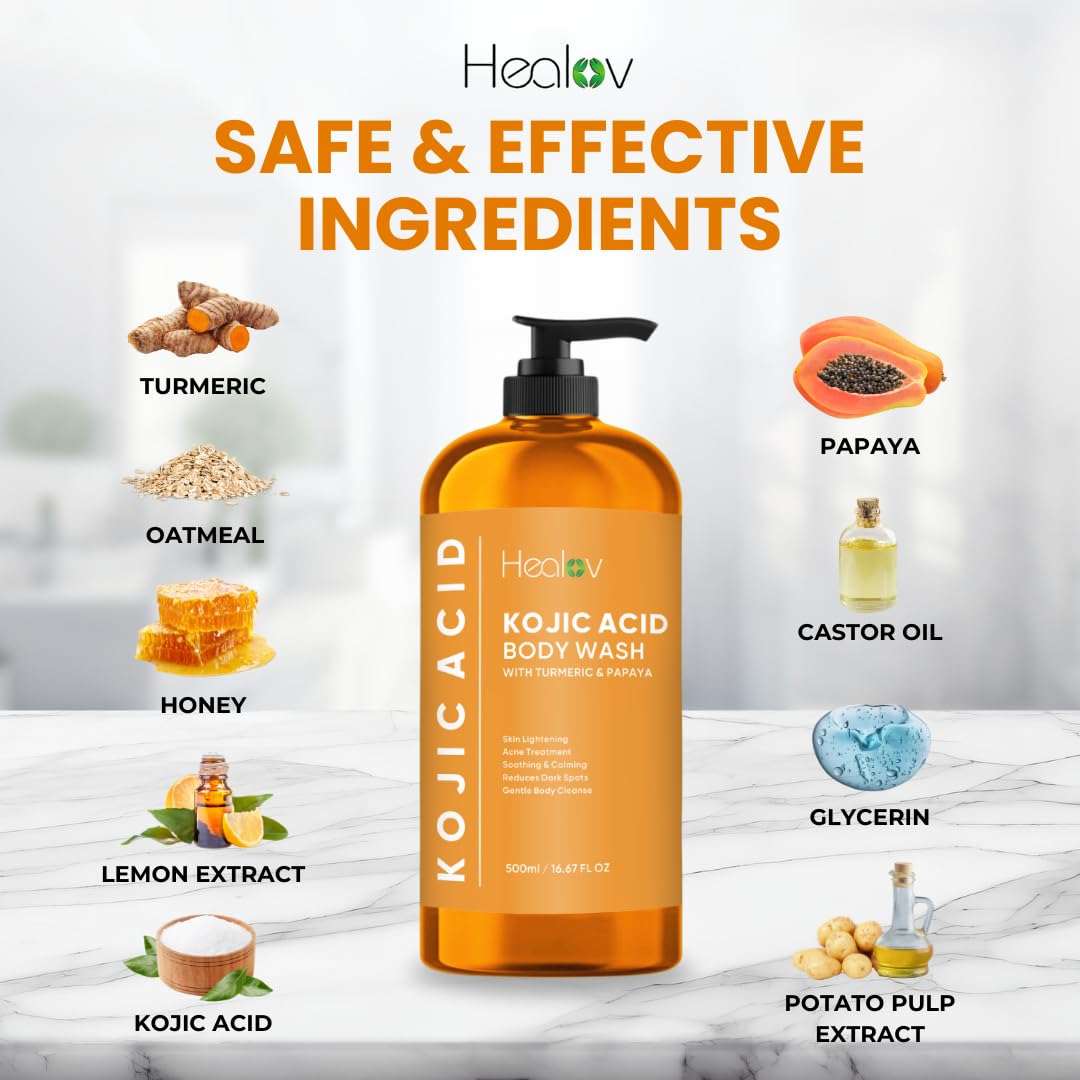 Kojic Acid Soap for Hyperpigmentation – Skin Brightening Kojic Papaya Body Wash – Dark Spot Soap Reduces Acne, Scars, and Evens Tone – Turmeric Body Wash for Brighter Glowing Tone - Image 6