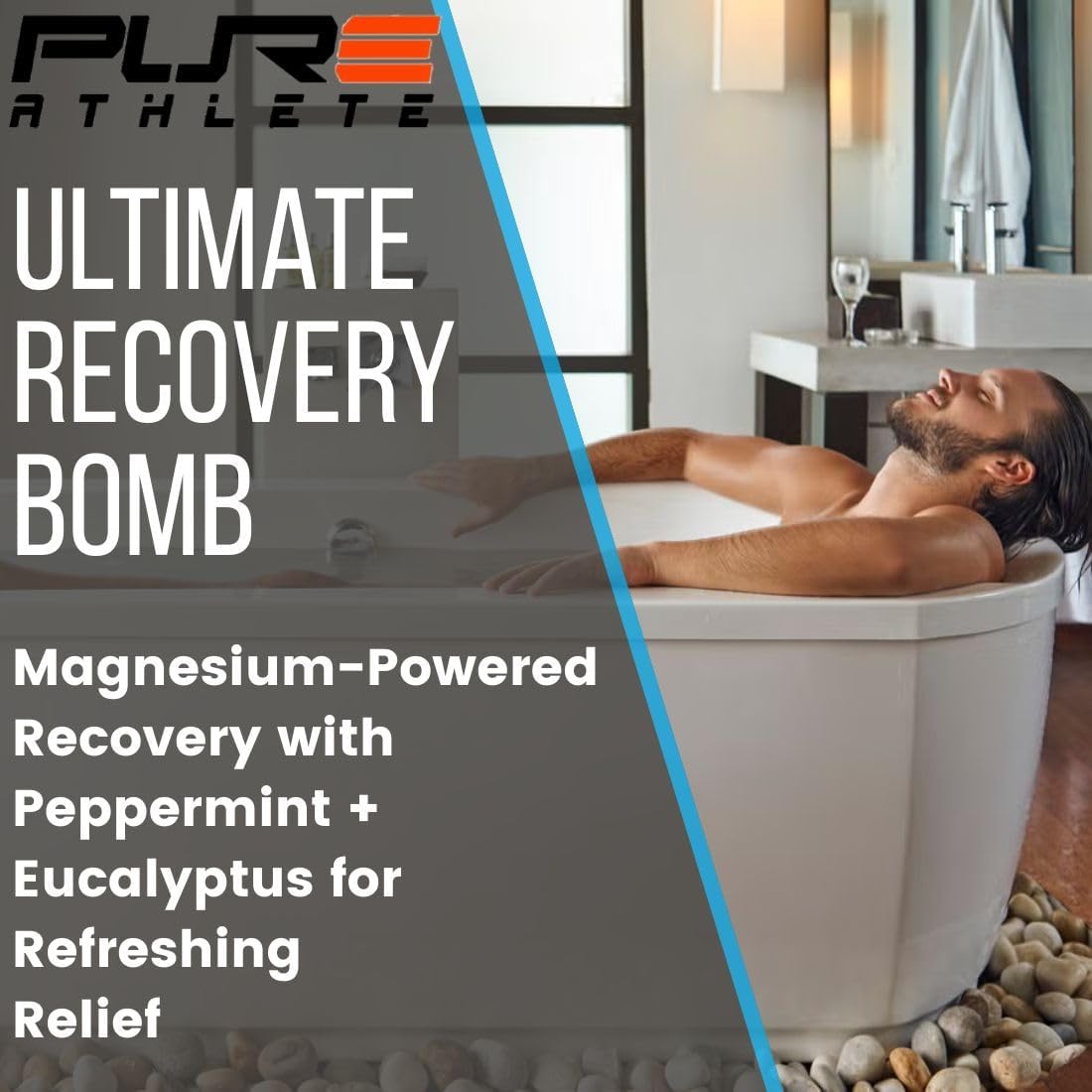 Invigorating Peppermint Bath Bomb with Magnesium Epsom Salt, Muscle Recovery Formula, 6 oz - Image 2