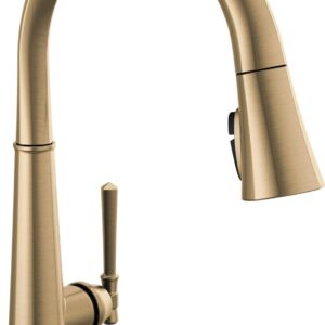 Delta 9182-CZ-PR-DST Emmeline Kitchen Faucet, Without Soap Dispenser, Lumicoat Champagne Bronze