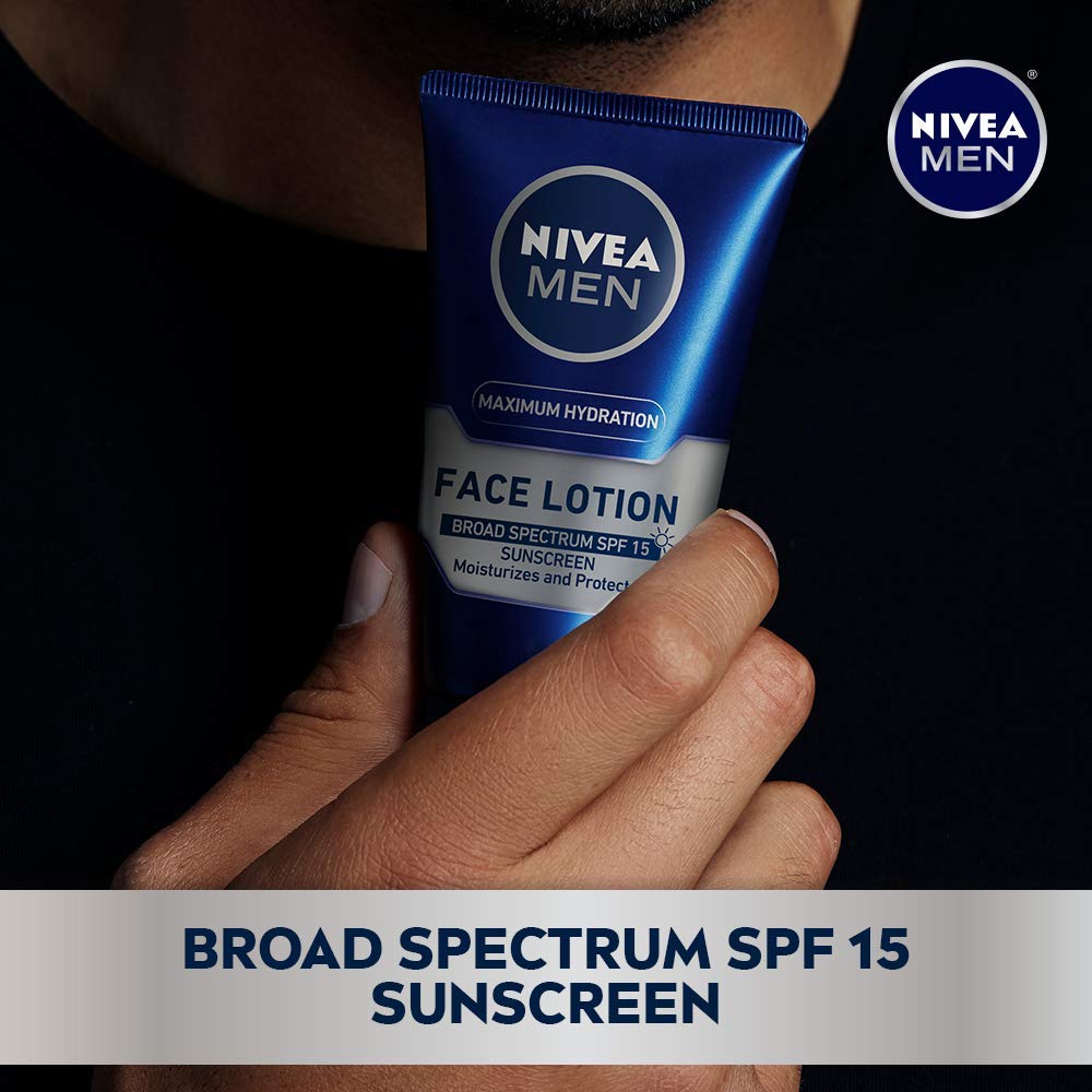 NIVEA MEN Maximum Hydration Face Lotion, Face Lotion with Broad Spectrum SPF 15 Sunscreen for Men, 3 Pack of 2.5 Fl Oz Tubes - Image 3