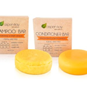 Morrocan Argan Oil Shampoo & Conditioner Bar set - Volumizing & Strengthening Argan Oil Conditioner for All Hair Types, Citrus Scent, Paraben & Sulfate Free, Made in USA