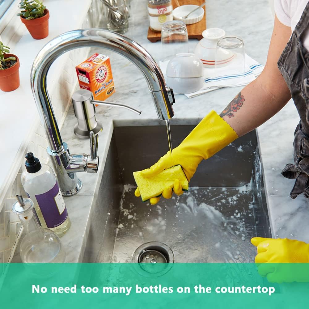 Soap Dispenser for Kitchen Sink, Built in Sink Soap Dispenser (Brushed Nickel), Countertop Soap Dispenser Pump with 47" Extension Tube kit, No Need to Fill Little Bottle Again (Longer Thread Shaft) - Image 5