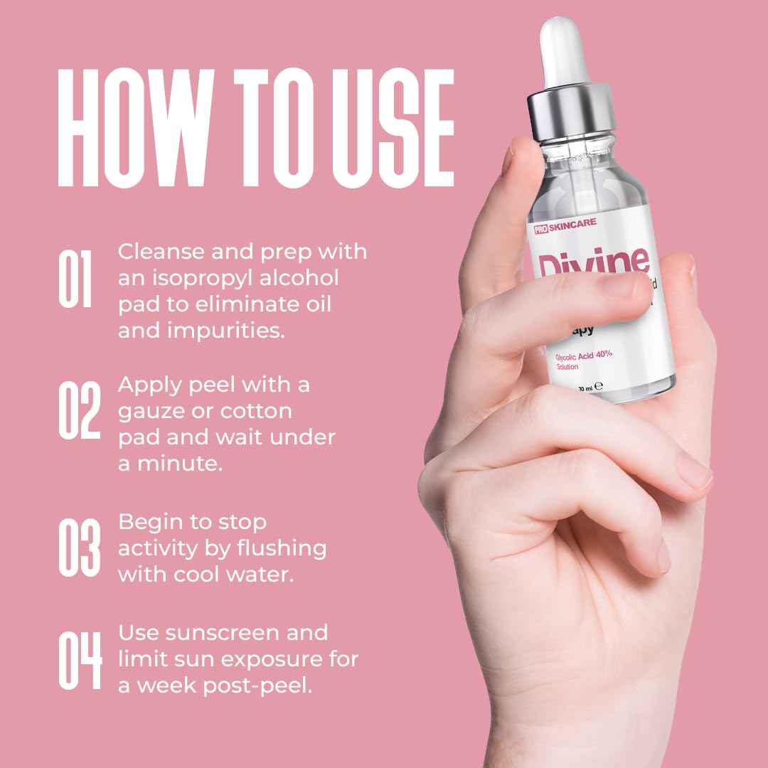 Glycolic Acid Peel 40% Professional Chemical Peel for Face for Acne Scars, Collagen Boost, Wrinkles, Fine Lines - Alpha Hydroxy Acid Liquid Exfoliant for Face Peel Mask for Men & Women - Image 8