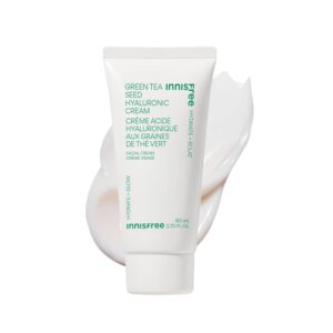 innisfree Green Tea Seed Hyaluronic Acid Cream With Barrier Boosting Complex and Ceramide, Korean Hydrating Face Moisturizer and Balancing Cream