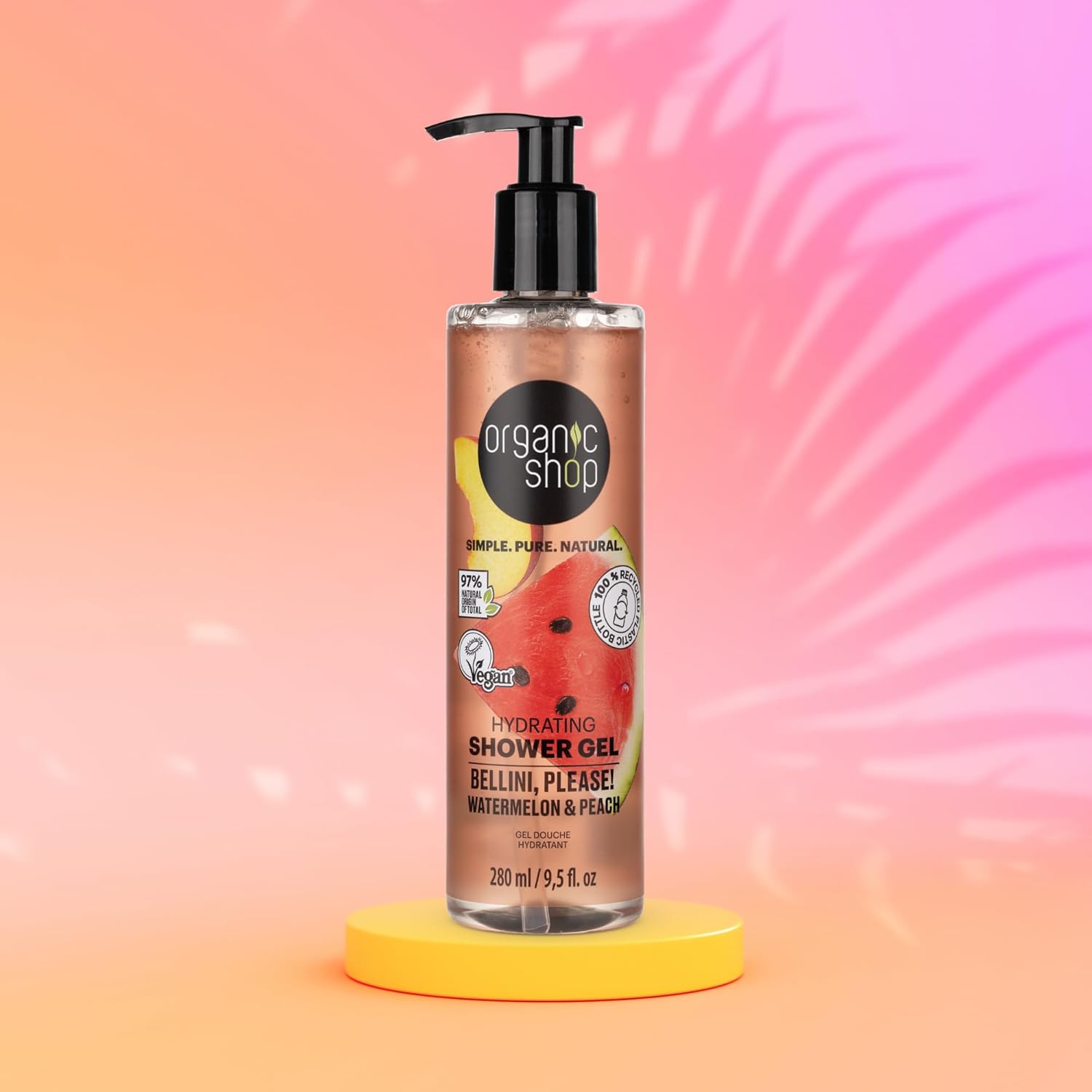 Watermelon & Peach Body Wash, Skin Hydrating Shower Gel, 100% Vegan & Organic, Deep Moisturizing Skin Cleanser, Nourishing Body Wash. 9.5 Fl Oz - Image 4