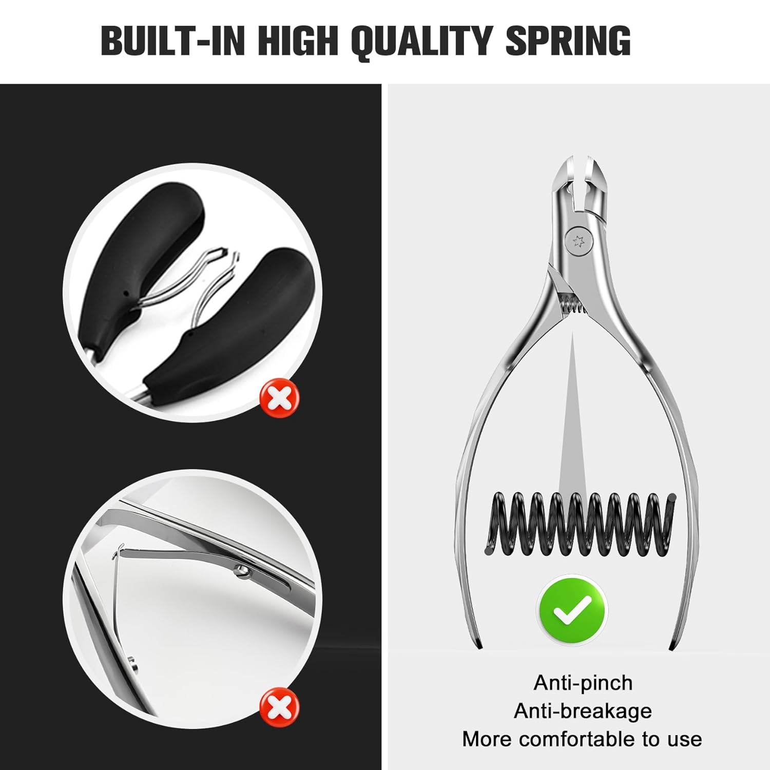 FERYES Wide Jaw Thick Toenail Clippers Thick Toenails - Precision Stainless Steel Toe Nail Clippers for Thick Nails for Seniors with Catcher - Silver - Image 3