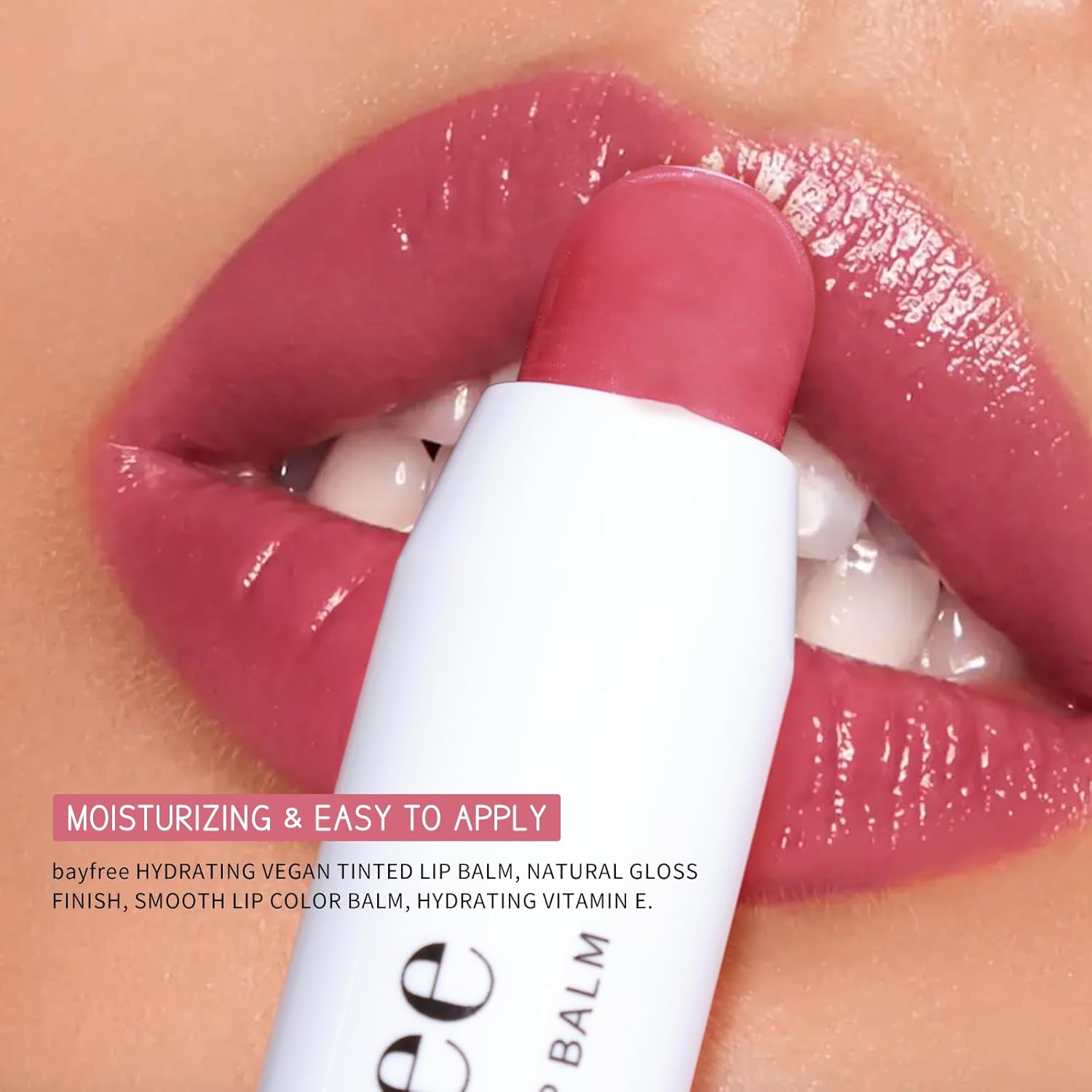 Vegan Tinted Lip Balm Plumper with Jojoba Oil, Glossy Finish, 0.15 oz - Image 2