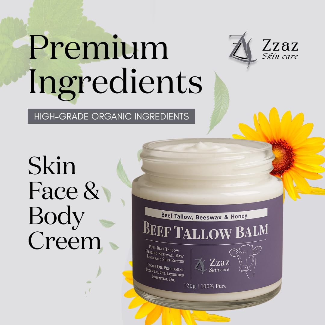 Beef Tallow Balm - 100% Pure Ingredients - Unscented Multipurpose Balm for Skincare - Beef Tallow Moisturizer 2oz/60g - Image 3
