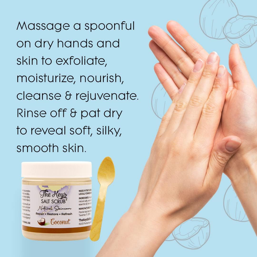 Exfoliating Coconut Sea Salt Body Scrub for All Skin Types with Wooden Spoon 3.4oz - Image 4