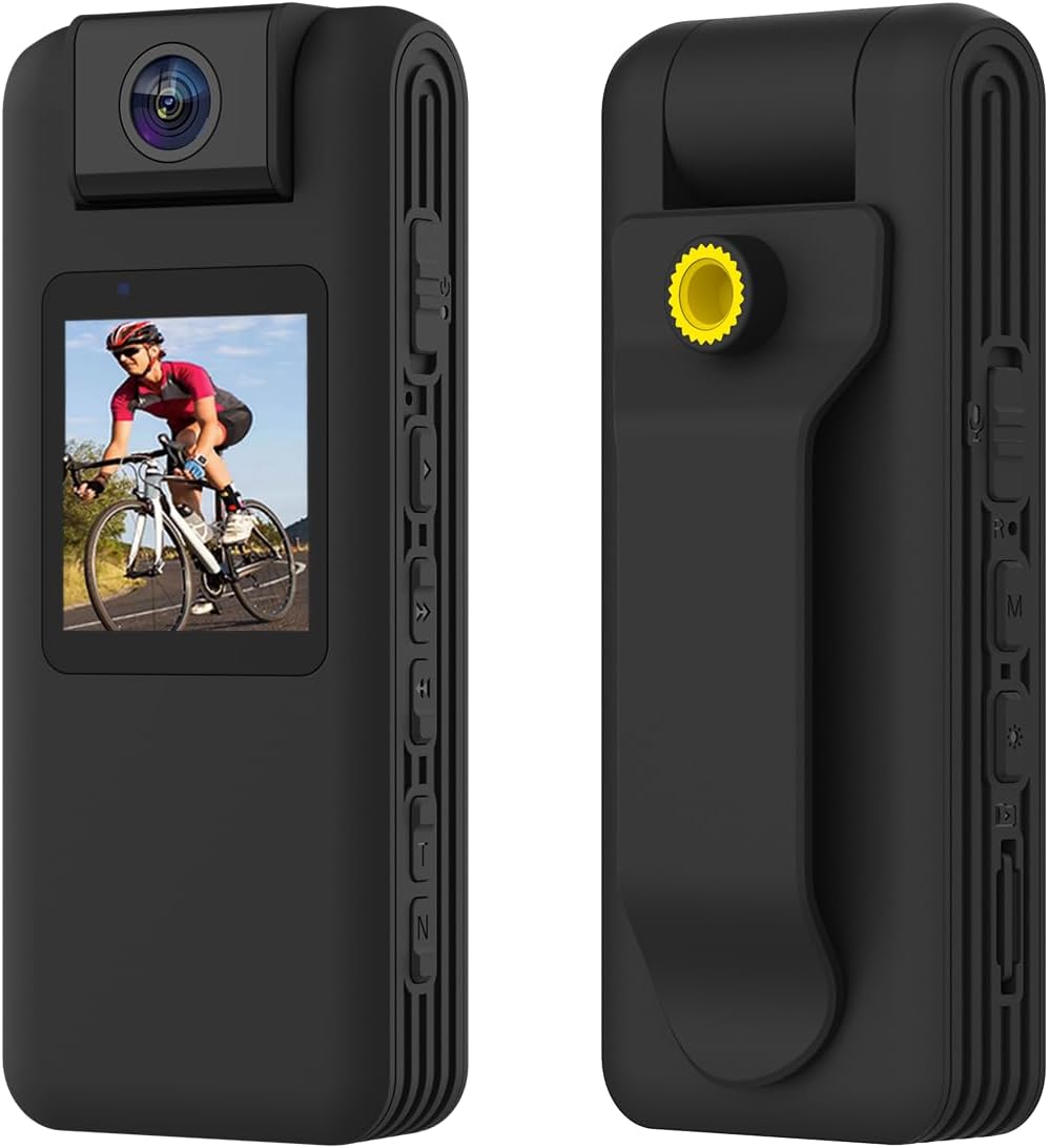 Mini Body Camera 1080P Portable Small Body Worn Cam Wearable Pocket Video Recorder with 1.3" LCD,180° Rotatable Lens,Night Vision, Loop Record for Home, Outdoor, Law Enforcement, Security Guard