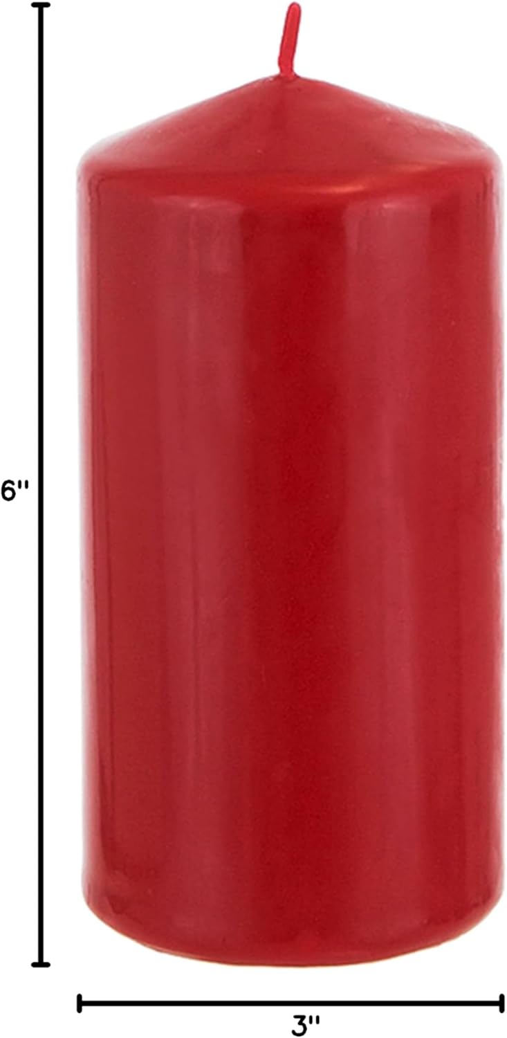 Mega Candles 1 pc Unscented Dome Top Red Pillar Candles, Pressed Premium Wax Candle 3 Inch x 6 Inch, Home Décor, Weddings, Parties, Celebrations, Occasions, Florists, Events, Prayers, Memorials - Image 3