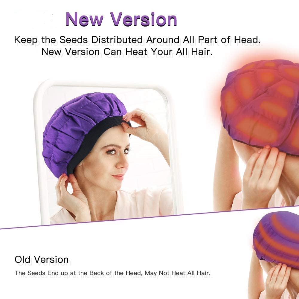 Beautybaby Cordless Deep Conditioning Heat Cap, Microwavable Treatment Steaming Heat Cap for Thermal Spa Curly Hair, 100% Natural Cotton Flaxseed Seed Interior - Image 3