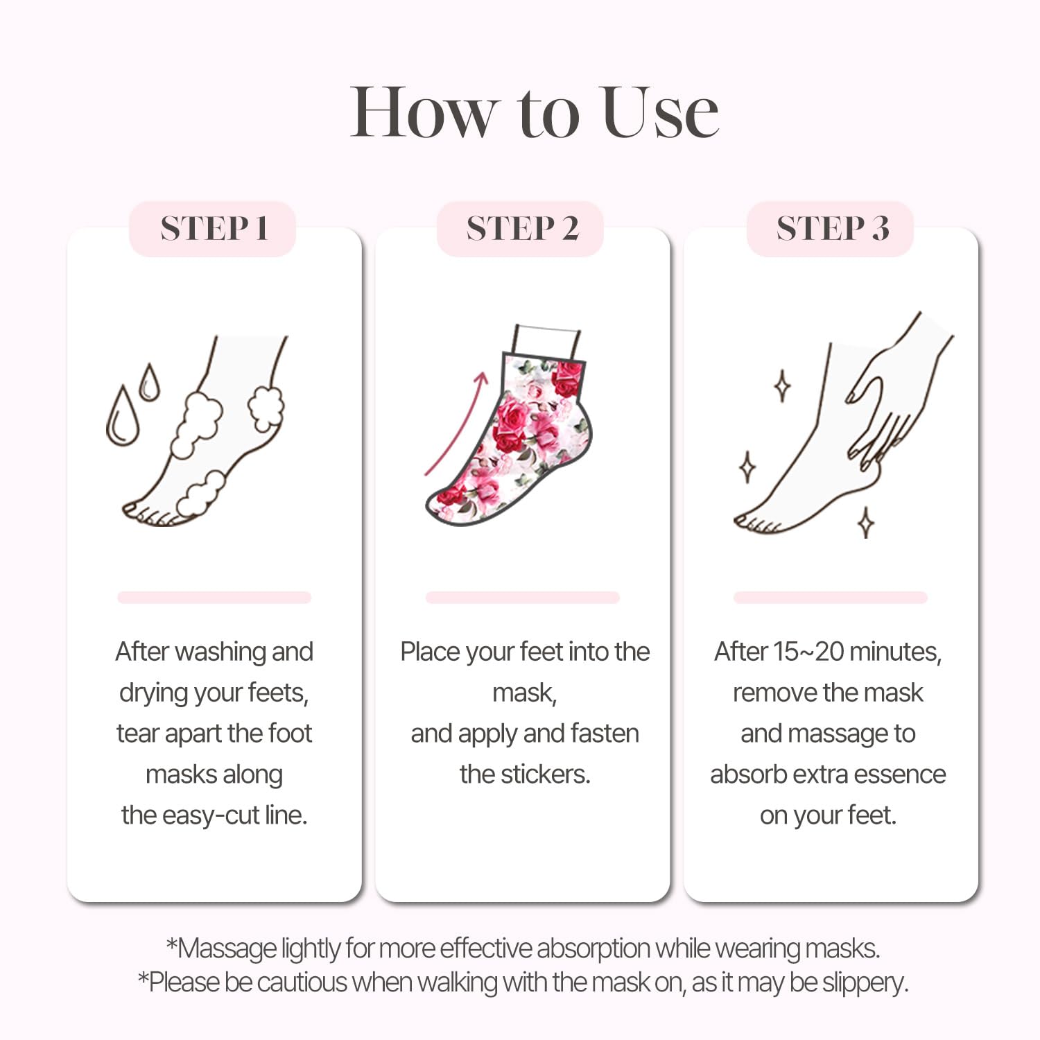 Petitfee Rose Petal Satin Foot Mask 5 Pairs - Hydrating Rose Scented Foot Repair Socks - Image 7