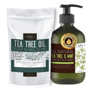 Tea Tree Oil Body Wash with Mint and Tea Tree Oil Foot Soak - Athletes Foot Treatment - Helps Foot Odor - Eczema