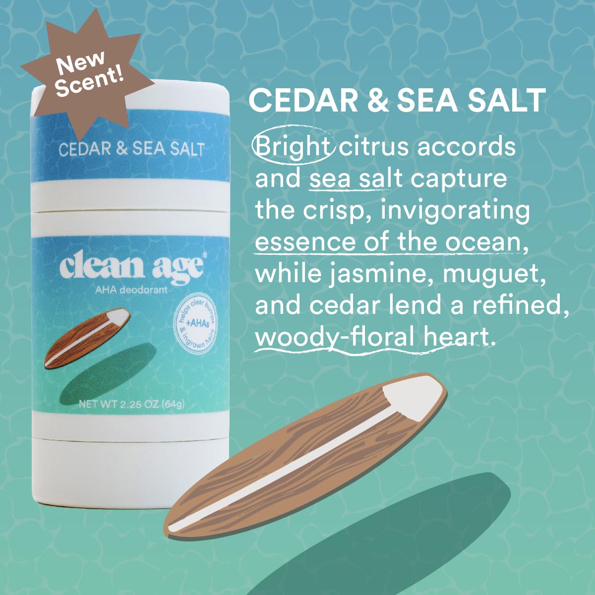 Teen AHA Aluminum-Free Deodorant for Sensitive Skin, Cedar & Sea Salt, 2.25 oz - Image 2
