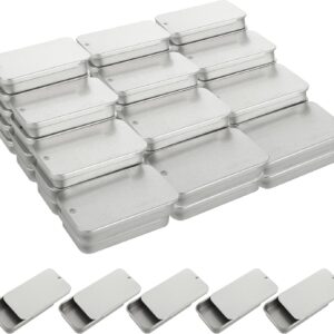 100PCS Small Slide Top Tin Lip Balm Tins with Lids, Empty Lip Balm Container for Lip Balm Candies Jewelry Crafts Pills Storage Kit(Silver, 2.2 x 1.1 x 0.4 Inch)