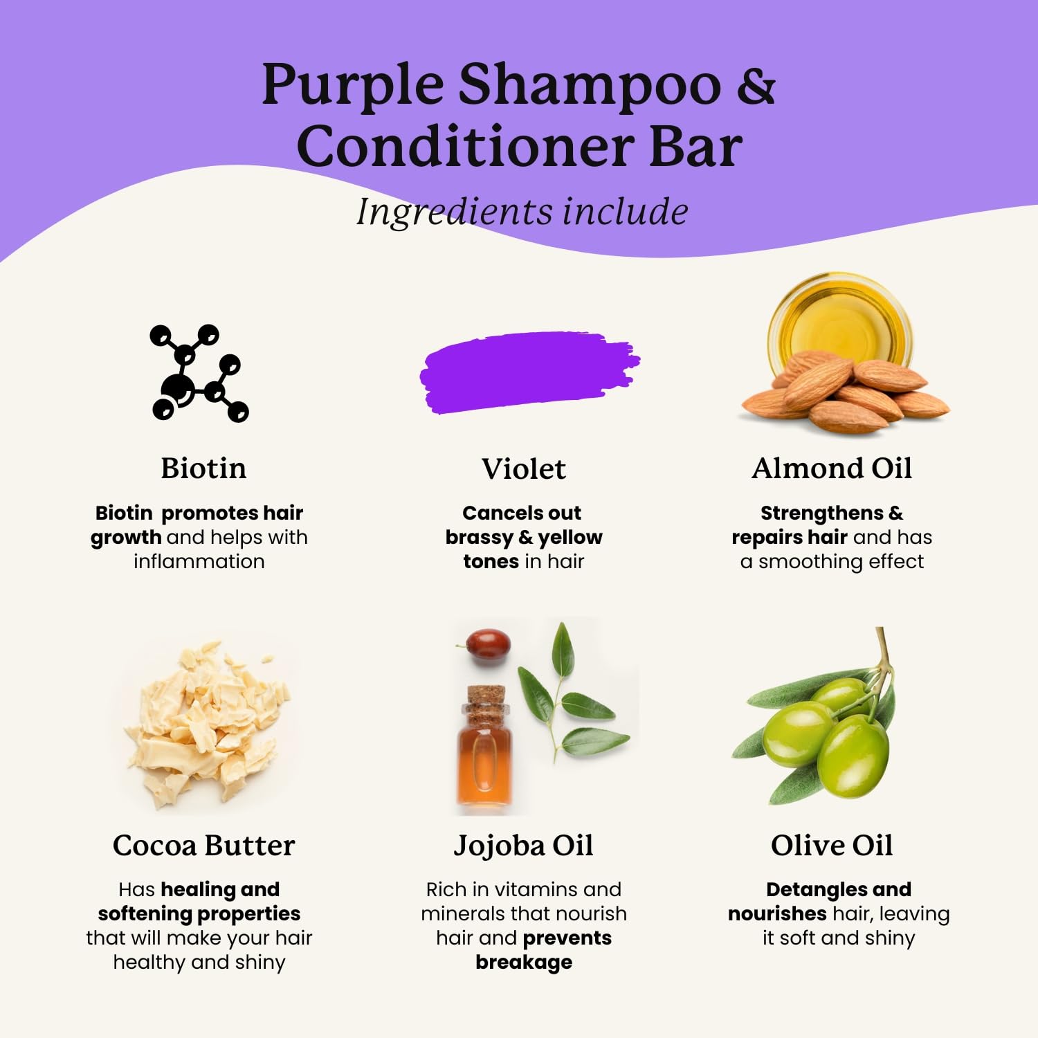 Naturel Toning Purple Shampoo and Conditioner Bar Set with Biotin for Blonde or Grey Hair, Shampoo Bar and Conditioner Bar for Blonde or Grey Hair, Vegan and Cruelty Free, Zero Waste, Made in USA - Image 2