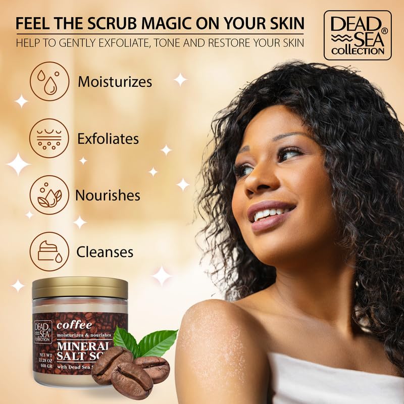 Dead Sea Collection Coffee Scented Salt Body Scrub - Large 23.28 OZ - with Pure Oils and Dead Sea Minerals - Image 3