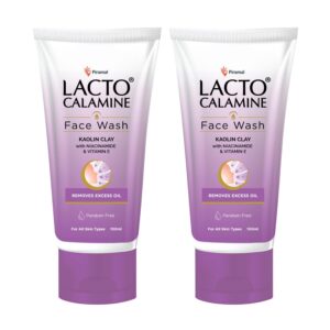 Lacto Calamine Face Wash For Oily Skin |100ml each- Pack of 2 | Kaolin Clay, Niacinamide & Vitamin E | Facewash Reduces Excess Oil, Controls Pimples, Blackheads & Whiteheads |Face wash For Women & Men