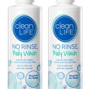No-Rinse Body Wash, 8 fl oz - Leaves Skin Clean, Moisturized and Odor-Free, Rinse-Free Formula (Pack of 2)