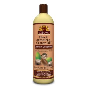 Okay Black Jamaican Castor Oil Leave In Conditioner - Hair Moisturizer for Women and Men, Natural Hair Product Curly Grease for Smooth, Moisturized Feel - 33.8 oz (Pack of 1)