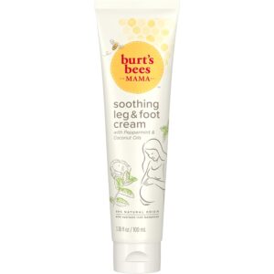 Burt's Bees Mama Bee Leg and Foot Cream, Soothing Formula with Peppermint and Coconut Oil, Fragrance Free, 99% Natural Origin, 3.38oz