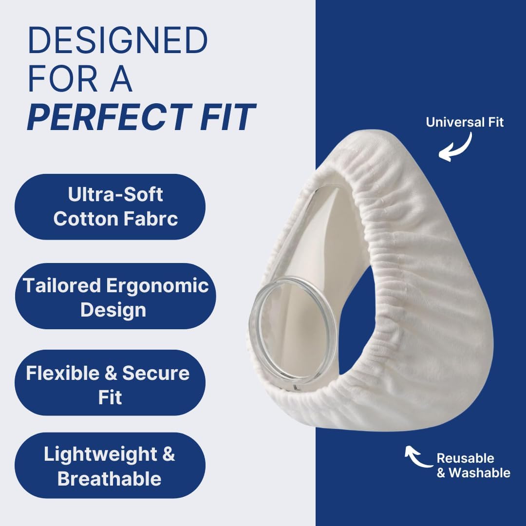 Snugell CPAP Mask Liners Full-Face (4-Pack) – White – Soft Cotton Fabric CPAP Skin Protector for Universal Fit – Reduces Skin Irritation, Air Leaks – Reusable & Washable for 6-Month Supply - Image 4