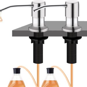 Sink Soap Dispenser, Kichen SoapDispenser, 47" Extension Tube kit, Under Sink Soap Dispenser Pump, No Need More Refills （Brushed Nickel）
