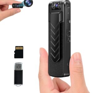 Aoceman Mini Body Camera 1080P HD Spy Bodycam 32GB Card 1200mAh 6HR Battery Life Wearable Camcorder for Daily Records, Cycling, Delivery/Serving Jobs, Hiking, Home