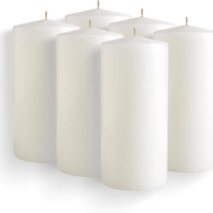 Simply Soson White Pillar Candles Bulk - 2.75x6 Inch, Set of 6 Unscented Pillar Candles, Elegant Tall Pillar Candle, Round Cone tip Pillar Candle for Home Decor, Dinner, Wedding, Party