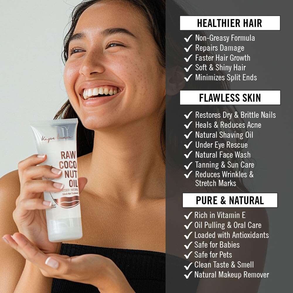 Raw Unrefined Cold Pressed Virgin Coconut Oil for Skin, Hair, Babies, Pets 200ml - Image 5
