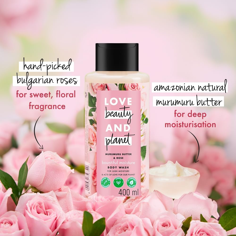 Lo.ve Bea.uty & Pla.net Murumuru Butter and Rose Moisturising Body Wash|Crème Shower Gel for Soft Skin,200ml - Image 3