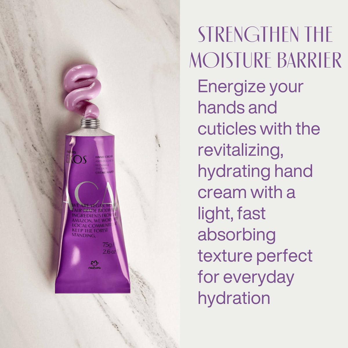 natura - Ekos Açaí Hand Cream - Anti-Dullness Hand Balm - Recharge the Skin - Fast Absorption - Skin Moisturizer - Vegan Skin Care - Brazilian Beauty Secrets - Self Care & Body Care - 1.41oz (40g) - Image 4