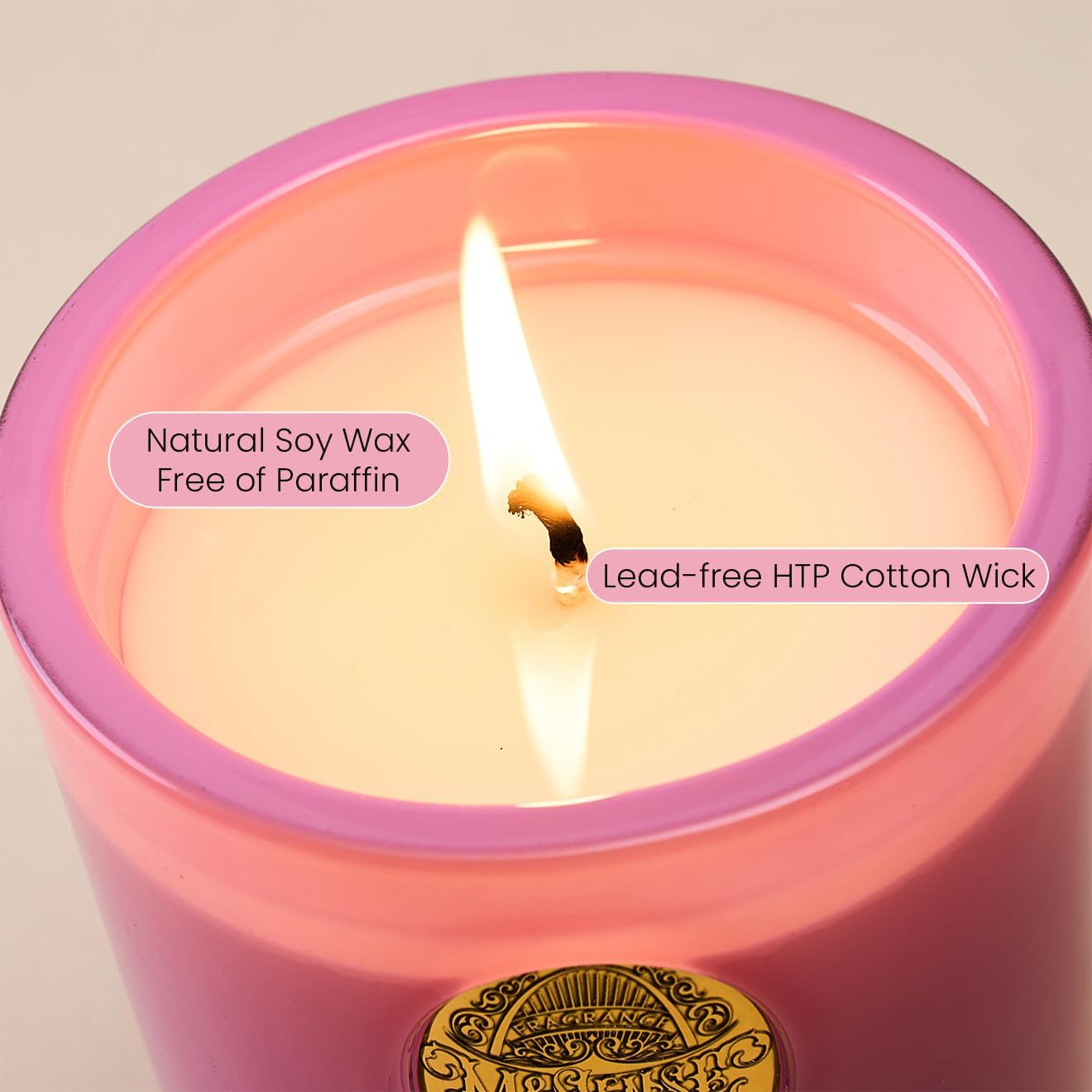 M&SENSE Natural Soy Candle| Peony Blush Pink | 10.2 oz, 55H Burn | Luxury Scented Candle for Relaxation, Gifting, Home Décor | for Bedroom, Office, Party - Image 3
