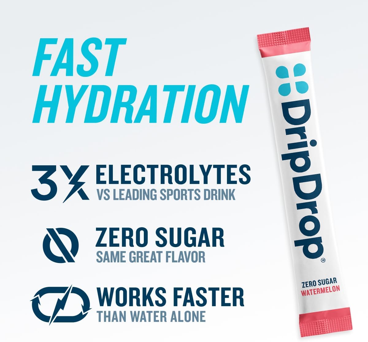 DripDrop Sugar Free Hydration Packets - Zero Classic Variety Pack - Single Serve Electrolytes Powder Drink Mix - Lemon Lime, Watermelon, Peach, Passion Fruit - Non-GMO, Gluten Free, Vegan - 16 Sticks - Image 2