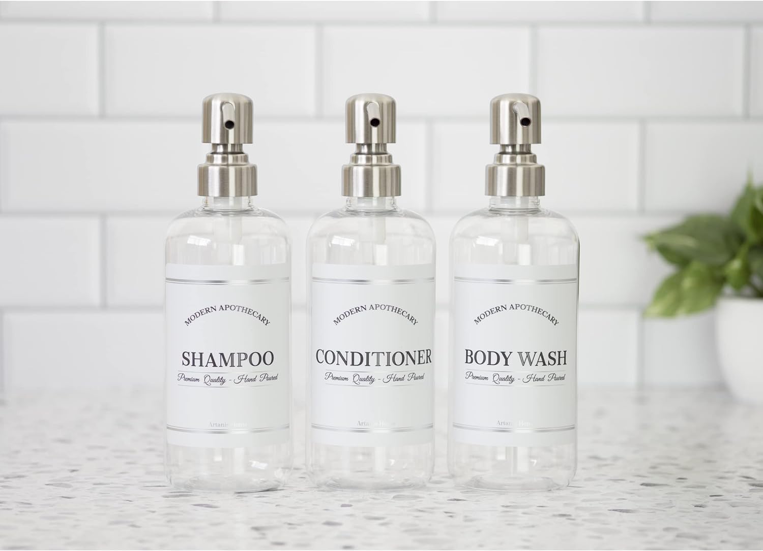 Clear Refillable Shampoo Conditioner Bottles with Pump 16 oz 3 Pack - Image 6