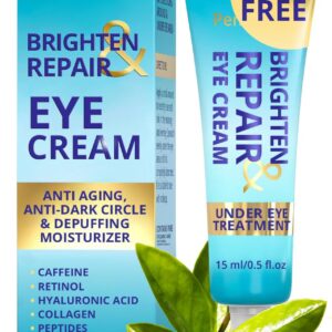 Under Eye Brightener for Dark Circles – 4 in 1 with Niacinamide, 5% Caffeine, Retinol & Peptides - Eye Cream Anti Aging for Reduce Wrinkles, Puffiness and Bags Under Eyes