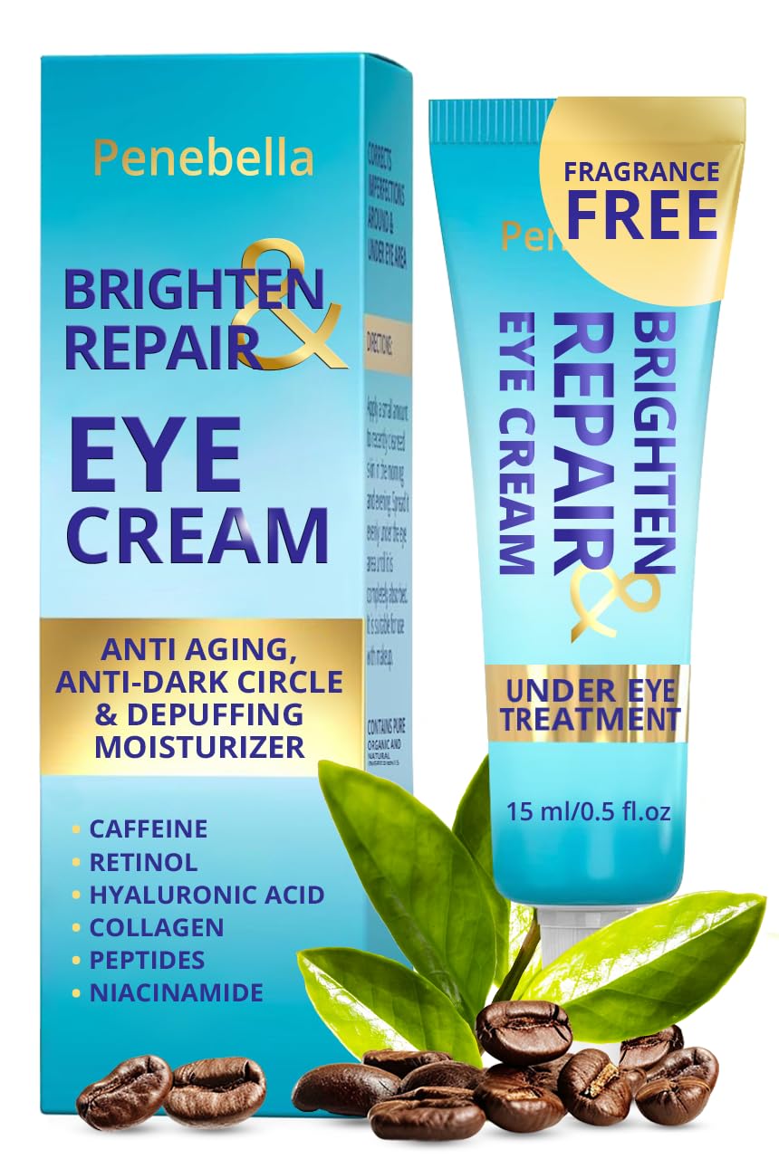Under Eye Brightener for Dark Circles â 4 in 1 with Niacinamide, 5% Caffeine, Retinol & Peptides - Eye Cream Anti Aging for Reduce Wrinkles, Puffiness and Bags Under Eyes