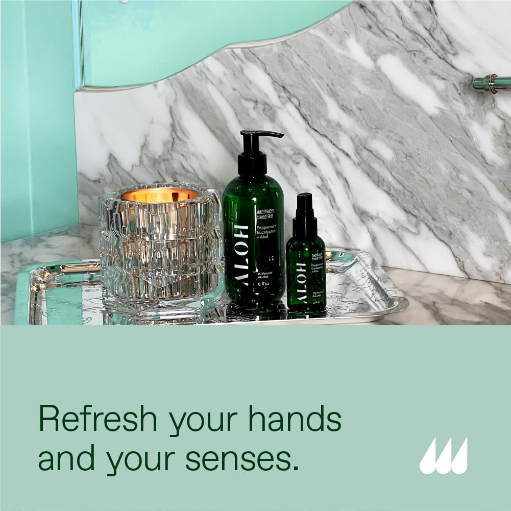ALŌH Hand Sanitizer Gel 2-pack 8oz Bottles Peppermint Eucalyptus Aloe for All Ages - Image 7