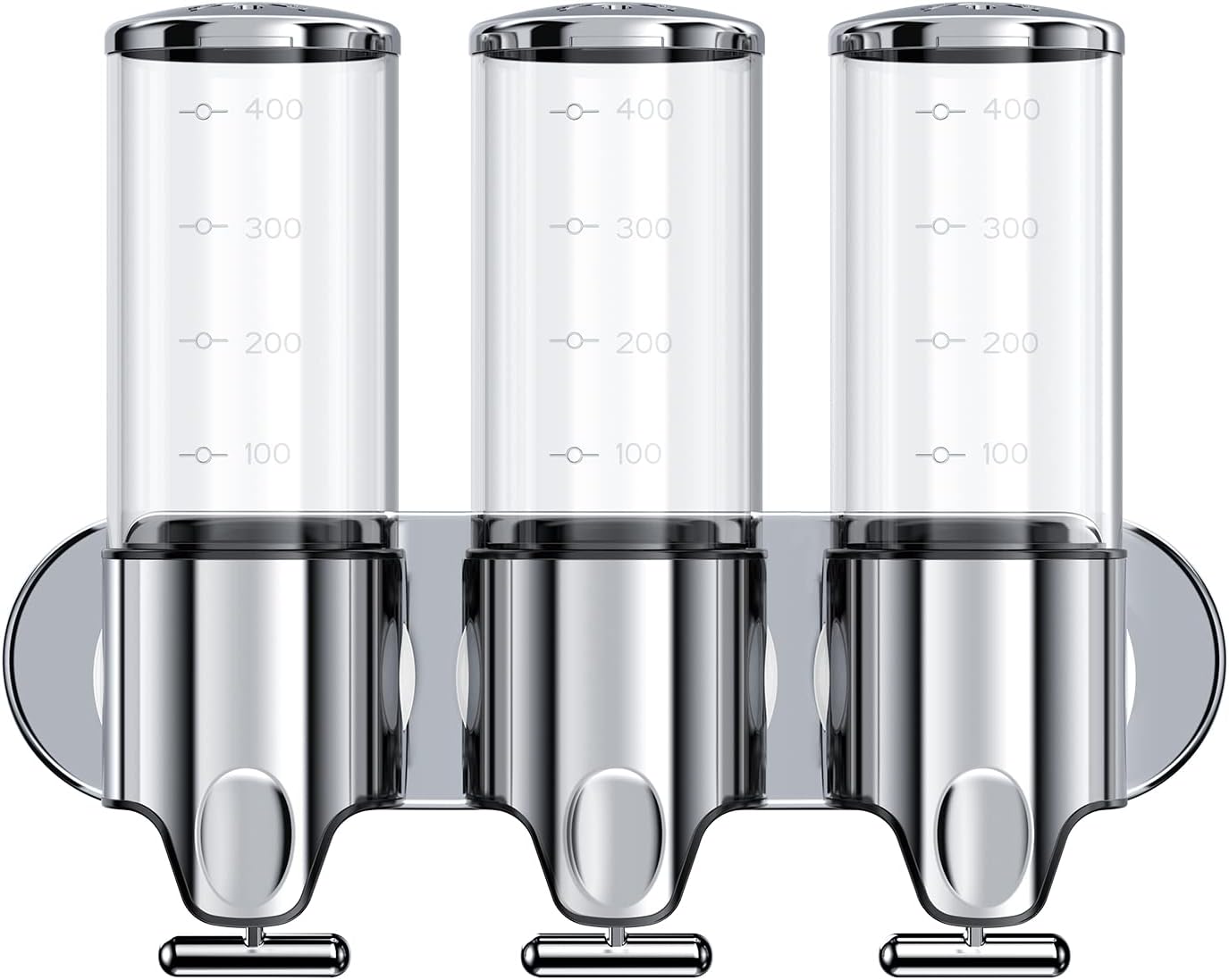 3 in 1 Chamber Wall Mounted BathroomShower Pump Dispenser,Dispensers for The Shower,Shampoo and Conditioner Dispenser,Shower Dispenser 3 Chamber no Drill(17.6 oz Triple,Colourless)