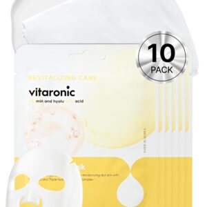 [K Beauty Snp] Vitaronic Ampoule Sheet Mask | Nourishing, Moisturizing, and Refreshing for All Skin Types with Vitamin B, C, D, and E | Face Masks Skincare | Korean Skin Care Facial Mask | 10 Sheets