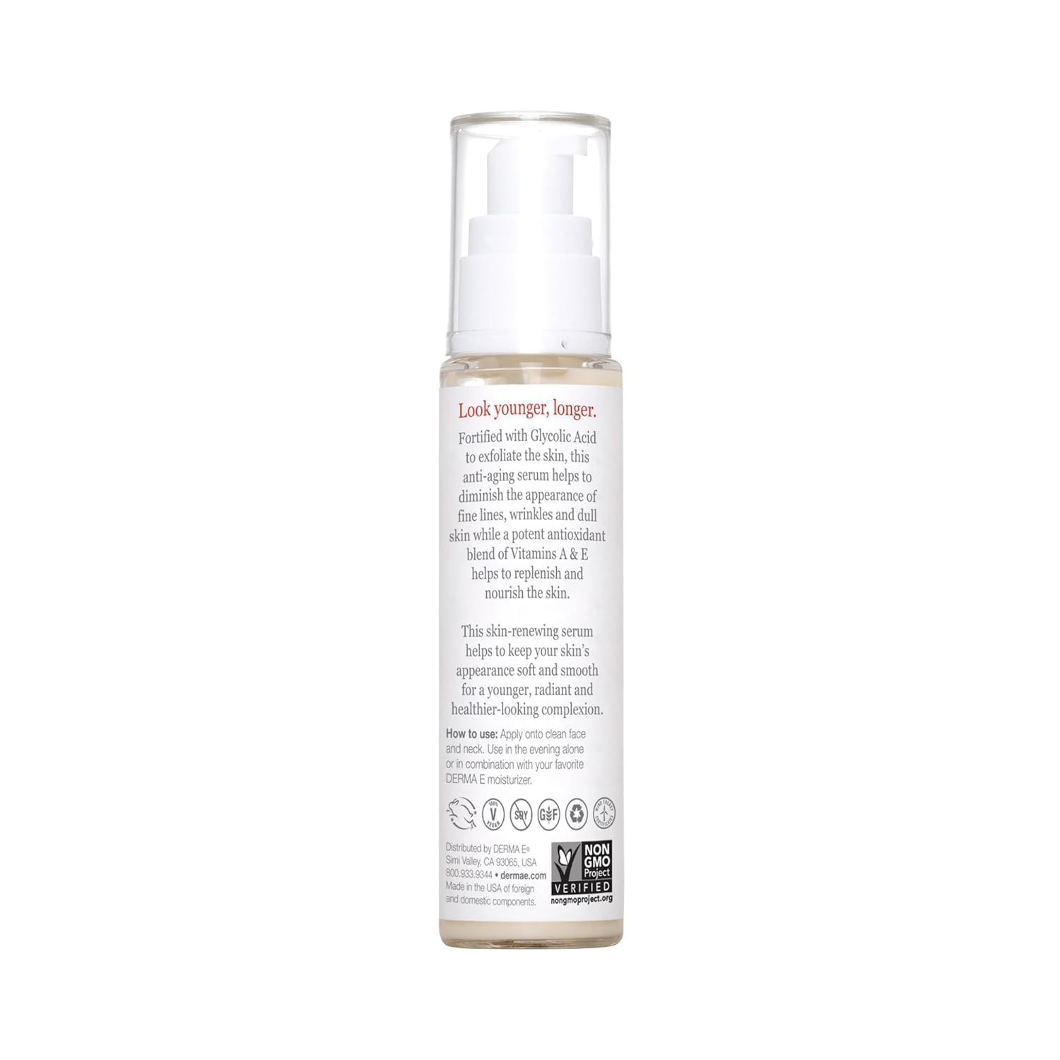 DERMA E Anti-Aging Regenerative Serum – Hydrating Day and Night Serum – Skin Renewing with Glycolic Acid and Vitamin A – Advanced Facial Skin Care Treatment, 2 fl oz - Image 2