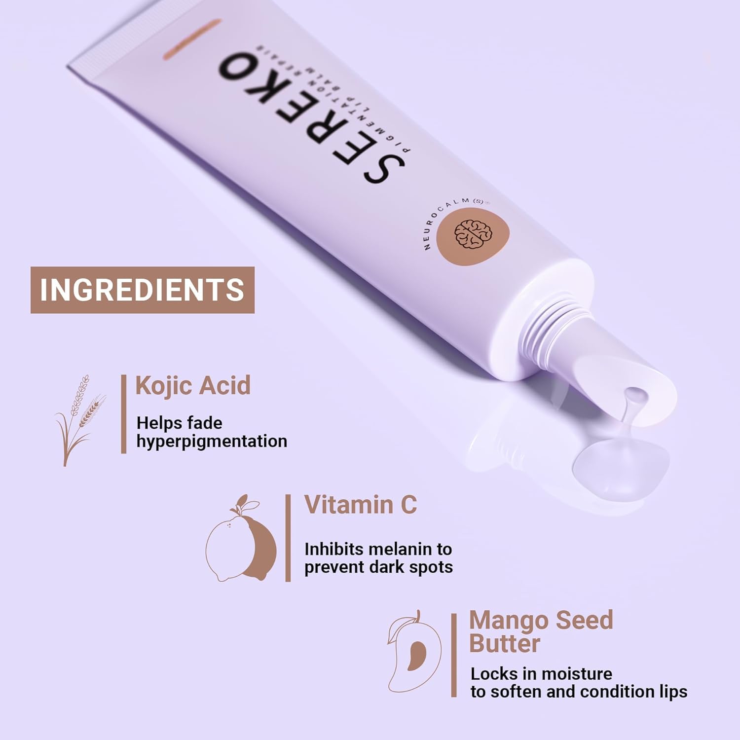 Sereko Pigmentation Repair Lip Balm for Dark Lips With Kojic Acid, Vitamin C & Mango Seed Butter | 24H Hydration, Lock Moisture | For Women & Men | Affogato - 8gm 0.27fl oz - Image 2