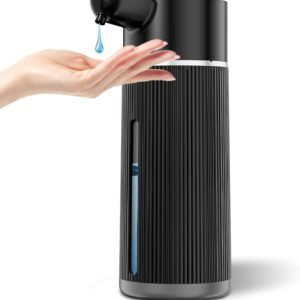 Automatic Soap Dispenser Touchless, 14.2oz/420ml Dish Hand Soap Dispenser for Kitchen Bathroom, Adjustable Volume for Thick & Thin Liquid, USB C Rechargeable, Clog-Free, Black