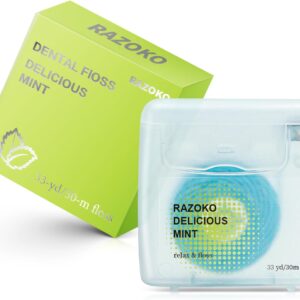 RAZOKO Coconut Oil Infused Woven Dental Floss, Vegan and Cruelty-Free, Mint Scent, 2 Month Supply(33 Yds x 1 Units)