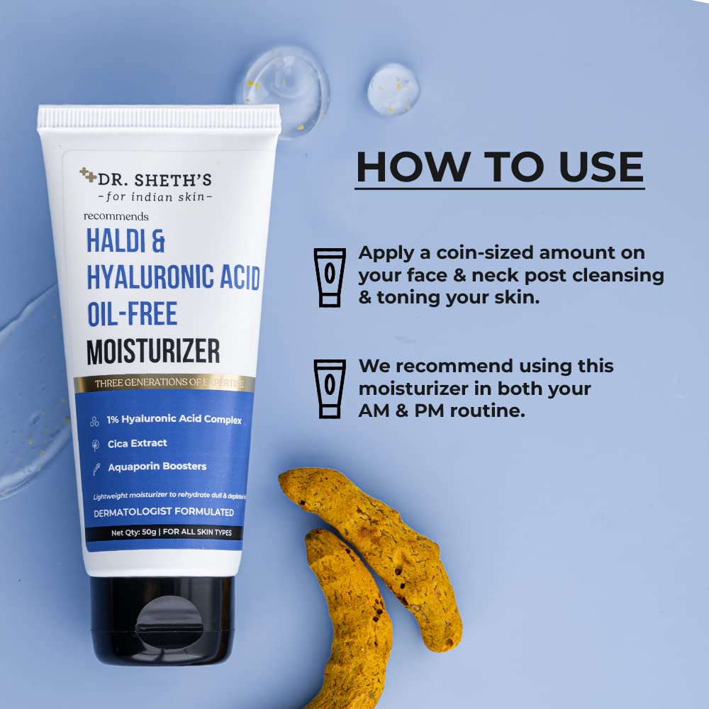 Dr. Sheth's Oil-Free Moisturizer with Hyaluronic Acid & Turmeric | Rehydrates Dull Skin, Enhances Texture, Softens & Calms | Lightweight, Non-Greasy | 1.76 Oz (50g) - Image 4