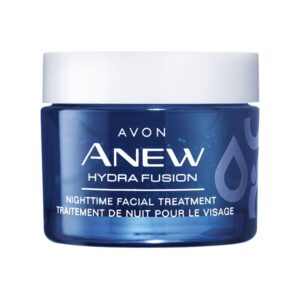 AVON Anew Hydra Fusion Nighttime Facial Treatment 1.7 oz – Hydrating Night Cream with Hyaluronic Acid, Raspberry Antioxidant & Shea Butter Beads – Deep Moisture & Environmental Defense – Rose Scent