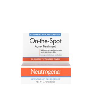 Neutrogena On-The-Spot Acne Spot Treatment with 2.5% Benzoyl Peroxide Acne Treatment Medication to Treat Face Acne, Gentle Benzoyl Peroxide Pimple Cream for Acne Prone Skin Care,.75 oz