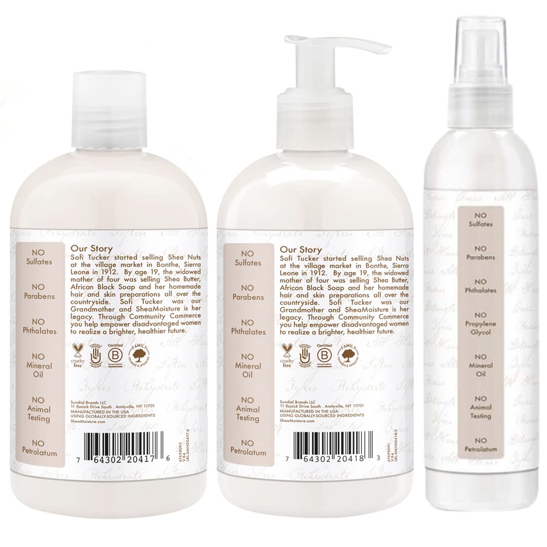 SheaMoisture 13 Oz Virgin Coconut Oil Shampoo Conditioner Set with 8 Oz Leave In Spray for Curly Hair - Image 2