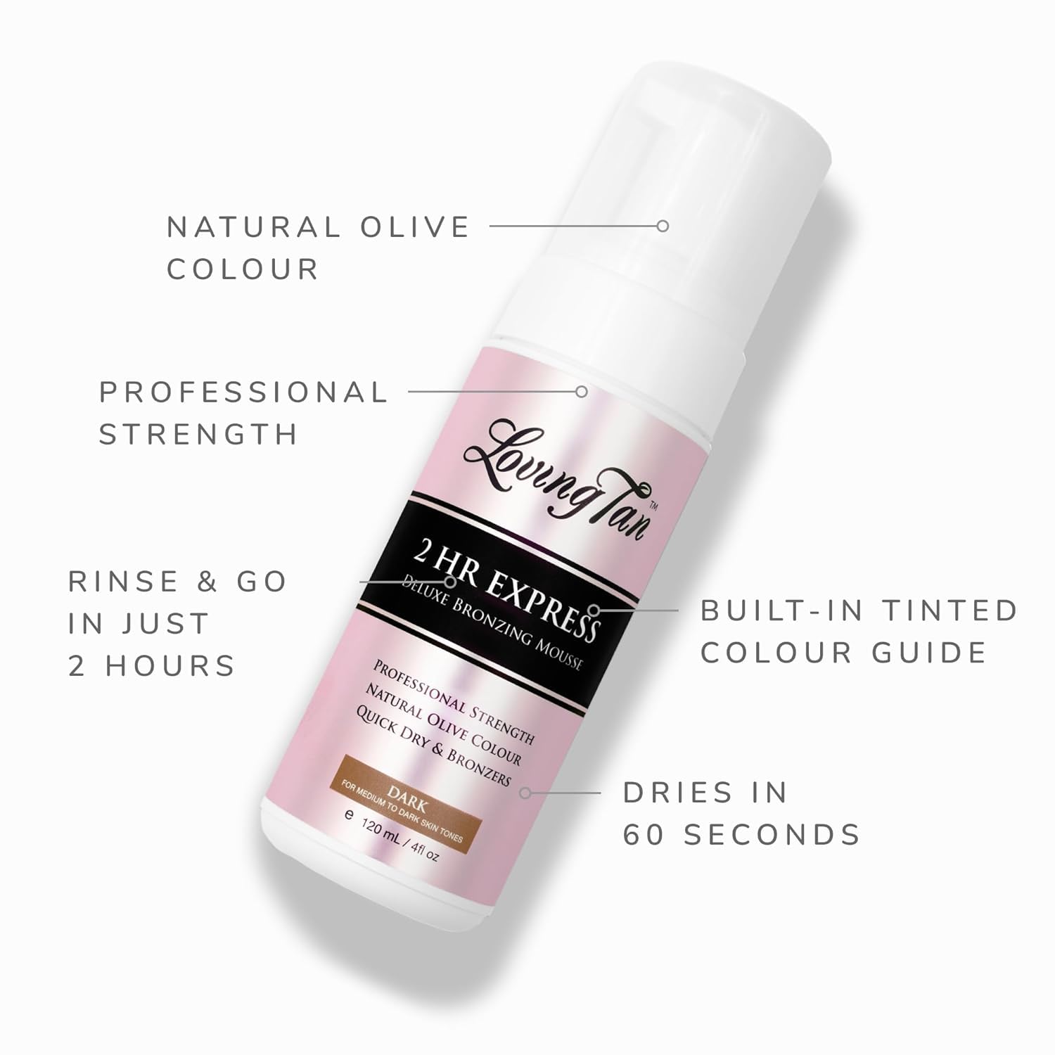 Loving Tan 2 HR Express Self Tanning Mousse, Dark - Streak Free, Natural, Professional Quality - 5+ Sunless Self Tanner Applications per Bottle, Cruelty Free, Naturally Derived DHA - 4 FL Oz - Image 3